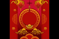 Square Chinese New Year Flyer And Poster Template Vector Product Image 2