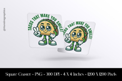 Tacos That Make You Smile Square Coaster Sublimation Product Image 1