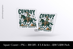 Vintage Cowboy Square Coaster Sublimation Product Image 1