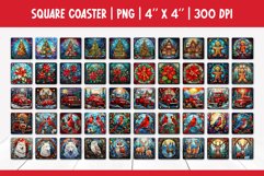 Stained glass Christmas Coaster Sublimation Designs Bundle Product Image 5