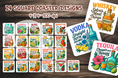 Funny Alcohol Coaster Bundle | Summer Drinks PNG Product Image 1
