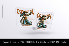 Cowgirl Western Square Coaster Sublimation Product Image 1