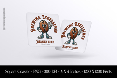 funny coffee cartoon Square Coaster Sublimation Product Image 1