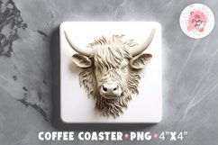 3D Cow Square Coaster, Coffee Square Coaster Sublimation Png, Coaster Png, Square Coaster Png