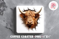 3D Cow Square Coaster, Coffee Square Coaster Sublimation Png, Coaster Png, Square Coaster Png