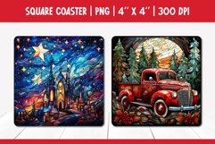 Stained glass Christmas Coaster Sublimation Designs Bundle Product Image 2