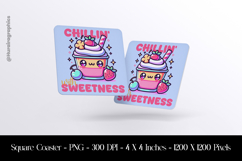 Chillin Sweetness Square Coaster Sublimation Product Image 1