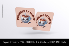 Powered By Coffee Square Coaster Sublimation Product Image 1