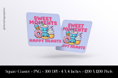 Sweet Moments Happy Hearts Square Coaster Sublimation Product Image 1