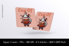 Cup Of Chocolate Square Coaster Sublimation Product Image 1