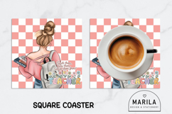 Blonde Teacher Blossom Square Coaster Design Product Image 1
