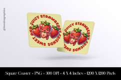 starwberay Juicy And Sweet Friends Square Coaster Sublimatio Product Image 1