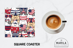 Patriotic Cats Square Coaster Design Product Image 1