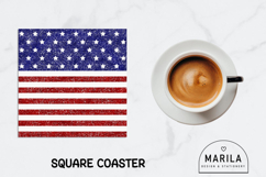 Patriotic Glitter Flag Square Coaster Design 4th of July Product Image 1