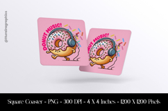 Donut Music Square Coaster Sublimation Product Image 1