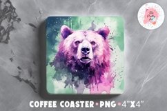 Bear Square Coaster, Coffee Square Coaster Sublimation Png, Coaster Png, Square Coaster Png