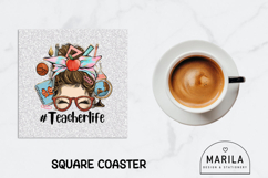 Brunette Messy Bun Teacher Life Coaster Product Image 1