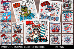 Raccoon | Dinosaur |Goose| 4th of July Square Coaster Bundle Product Image 1