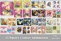 Square coaster sublimation bundle design, sunflower sublimation design, coaster PNG bundle, summer square coaster bundle.