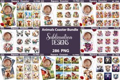 Animals Square Coaster Bundle | Animals Flowers Coaster Product Image 1