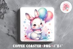 Bunny Square Coaster, Coffee Square Coaster Sublimation Png, Coaster Png, Square Coaster Png