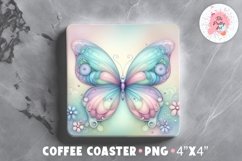Butterfly Square Coaster, Coffee Square Coaster Sublimation Png,  Square Coaster Png