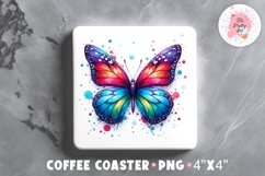 Butterfly Square Coaster, Coffee Square Coaster Sublimation Png, Coaster Png, Square Coaster Png