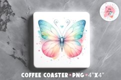 Butterfly Square Coaster, Coffee Square Coaster Sublimation Png,  Square Coaster Png