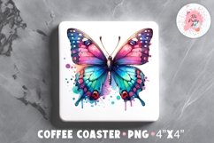 Butterfly Square Coaster, Coffee Square Coaster Sublimation Png, Coaster Png, Square Coaster Png