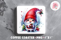 Christmas Gnome Square Coaster, Coffee Square Coaster Sublimation Png,  Square Coaster Png
