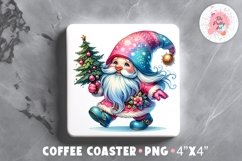 Christmas Gnome Square Coaster, Coffee Square Coaster Sublimation Png,  Square Coaster Png