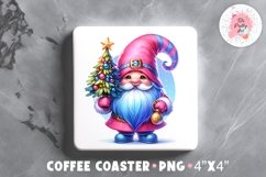 Christmas Gnome Square Coaster, Coffee Square Coaster Sublimation Png,  Square Coaster Png