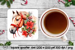 Horse Christmas, square coaster sublimation design Product Image 1
