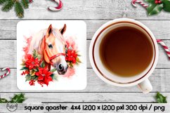 Watercolor horse, Square Christmas coasters Product Image 1