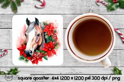 Square Christmas coasters, Christmas horse Product Image 1