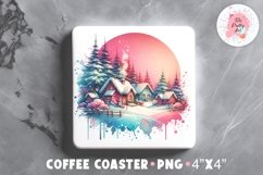 Santa Catcher Square Coaster, Coffee Square Coaster Sublimation Png,  Square Coaster Png