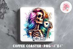 Coffee Lover Square Coaster, Coffee Square Coaster Sublimation Png,  Square Coaster Png