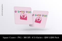 # Love You Square Coaster Sublimation Product Image 1