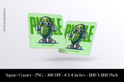 Pickle With Swagger Square Coaster Sublimation Product Image 1