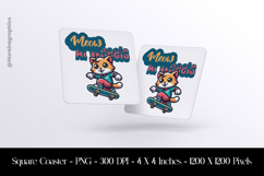 Meow Al Wheels Square Coaster Sublimation Product Image 1