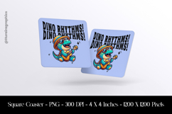 Dino Rhythms Dinosaurs Square Coaster Sublimation Product Image 1
