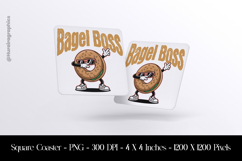 Bagel Boss Square Coaster Sublimation Product Image 1