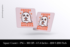 Coffee Seal Boo Square Coaster Sublimation Product Image 1
