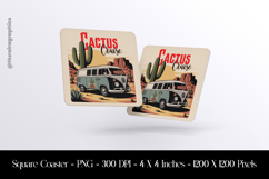 Cactus Cruise Square Coaster Sublimation Product Image 1