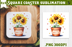 Square Coaster | Mothers Day | Sunflowers in Pot Product Image 1