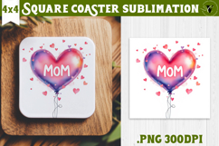 Square Coaster | Mothers Day | Heart balloon Product Image 1