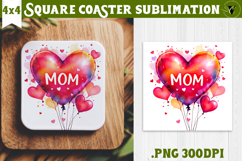 Square Coaster | Mothers Day | Heart balloon Product Image 1
