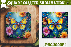 Square Coaster | Spring sublimation | Butterfly Product Image 1