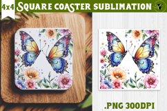 Square Coaster | Spring sublimation | Butterfly Product Image 1