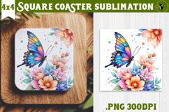 Square Coaster | Spring sublimation | Butterfly Product Image 1